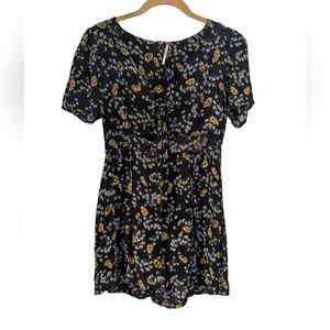 Free People Jinx Black and Yellow Floral Romper Dress